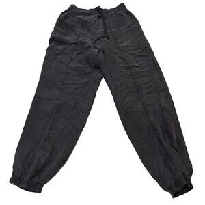 FRENCHIC 100% Silk Joggers Pants Mens Medium Black Ankle Zip Track